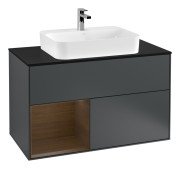 Тумба під раковину Villeroy & Boch Finion 100х50,1 см із підсвічуванням МДФ темно-синій матовий лак/скло чорне матове G362GNHG