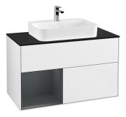 Тумба под раковину Villeroy & Boch Finion 100х50,1 см с подсветкой МДФ глянцевый белый лак/стекло черное матовое G362HGGF