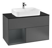 Тумба под раковину Villeroy & Boch Finion 100х50,1 см с подсветкой МДФ антрацит матовый лак/стекло черное матовое G362HGGK