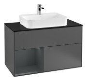 Тумба під раковину Villeroy & Boch Finion 100х50,1 см з підсвічуванням МДФ антрацит матовий лак/скло чорне матове G362HGGK