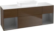 Тумба під раковину Villeroy & Boch Finion 160х50,1 см із підсвічуванням МДФ шпон волоського горіха/скло біле матове F741GKGN