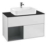 Тумба під раковину Villeroy & Boch Finion 100х50,1 см із підсвічуванням МДФ білий матовий лак/скло чорне матове G362HGMT