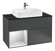 Тумба під раковину Villeroy & Boch Finion 100х50,1 см із підсвічуванням МДФ темно-синій матовий лак/скло чорне матове G362MTHG