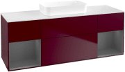 Тумба під раковину Villeroy & Boch Finion 160х50,1 см з підсвічуванням МДФ півонія матовий лак/скло біле матове F741GKHB