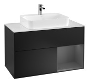 Тумба под раковину Villeroy & Boch Finion 100х50,1 см с подсветкой МДФ черный матовый лак/стекло белое матовое F371GKPD