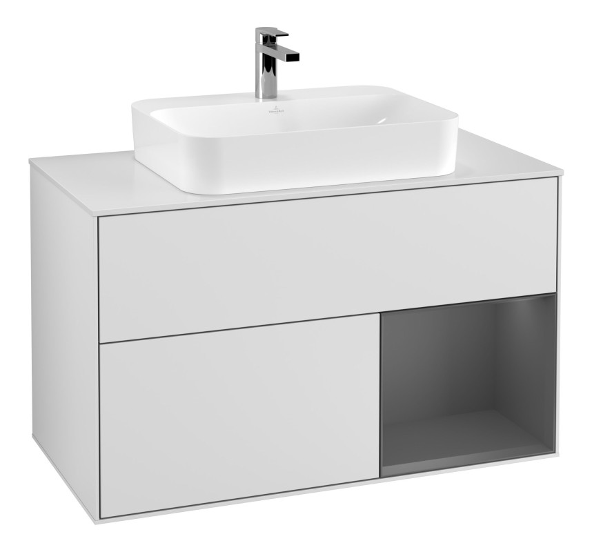 Тумба под раковину Villeroy & Boch Finion 100х50,1 см с подсветкой МДФ белый матовый лак/стекло белое матовое F371GKMT