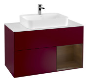 Тумба под раковину Villeroy & Boch Finion 100х50,1 см с подсветкой МДФ пион матовый лак/стекло белое матовое F371GNHB