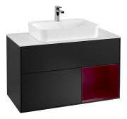 Тумба под раковину Villeroy & Boch Finion 100х50,1 см с подсветкой МДФ черный матовый лак/стекло белое матовое F371HBPD