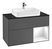 Тумба под раковину Villeroy & Boch Finion 100х50,1 см с подсветкой МДФ антрацит матовый лак/стекло черное матовое F372GFGK