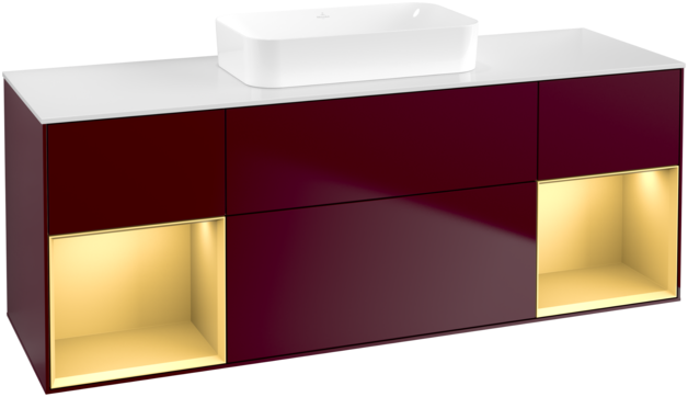 Тумба під раковину Villeroy & Boch Finion 160х50,1 см з підсвічуванням МДФ півонія матовий лак/скло біле матове F741HFHB