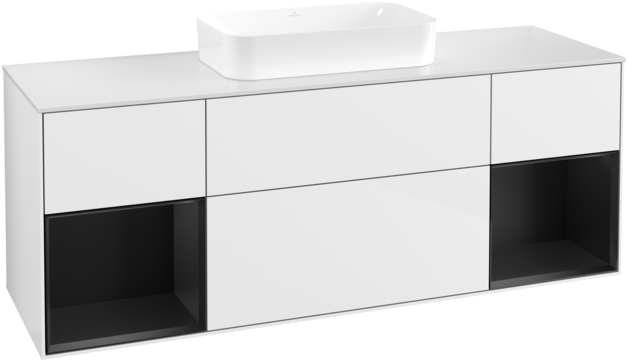 Тумба под раковину Villeroy & Boch Finion 160х50,1 см с подсветкой МДФ глянцевый белый лак/стекло белое матовое F741PDGF