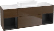 Тумба під раковину Villeroy & Boch Finion 160х50,1 см із підсвічуванням МДФ шпон волоського горіха/скло біле матове F741PDGN