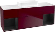Тумба під раковину Villeroy & Boch Finion 160х50,1 см з підсвічуванням МДФ півонія матовий лак/скло біле матове F741PDHB