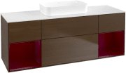 Тумба под раковину Villeroy & Boch Finion 160х50,1 см с подсветкой МДФ шпон грецкого ореха/стекло белое матовое F741HBGN