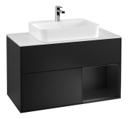 Тумба під раковину Villeroy & Boch Finion 100х50,1 см із підсвічуванням МДФ чорний матовий лак/скло біле матове F371PDPD