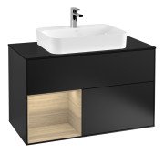 Тумба под раковину Villeroy & Boch Finion 100х50,1 см с подсветкой МДФ черный матовый лак/стекло черное матовое G362PCPD