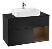 Тумба под раковину Villeroy & Boch Finion 100х50,1 см с подсветкой МДФ черный матовый лак/стекло черное матовое F372GNPD