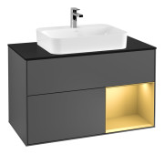 Тумба под раковину Villeroy & Boch Finion 100х50,1 см с подсветкой МДФ антрацит матовый лак/стекло черное матовое F372HFGK