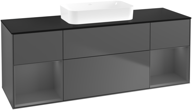 Тумба под раковину Villeroy & Boch Finion 160х50,1 см с подсветкой МДФ антрацит матовый лак/стекло черное матовое F742GKGK