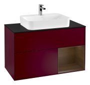 Тумба під раковину Villeroy & Boch Finion 100х50,1 см з підсвічуванням МДФ півонія матовий лак/скло чорне матове F372GNHB