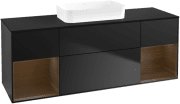 Тумба під раковину Villeroy & Boch Finion 160х50,1 см із підсвічуванням МДФ чорний матовий лак/скло чорне матове F742GNPD