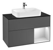 Тумба під раковину Villeroy & Boch Finion 100х50,1 см з підсвічуванням МДФ антрацит матовий лак/скло чорне матове F372MTGK