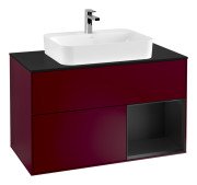 Тумба під раковину Villeroy & Boch Finion 100х50,1 см з підсвічуванням МДФ півонія матовий лак/скло чорне матове F372PDHB