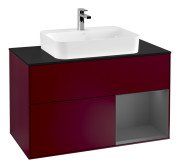 Тумба под раковину Villeroy & Boch Finion 100х50,1 см с подсветкой МДФ пион матовый лак/стекло черное матовое F372GKHB