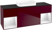 Тумба под раковину Villeroy & Boch Finion 160х50,1 см с подсветкой МДФ пион матовый лак/стекло черное матовое F742GFHB
