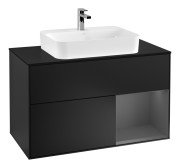 Тумба под раковину Villeroy & Boch Finion 100х50,1 см с подсветкой МДФ черный матовый лак/стекло черное матовое F372GKPD