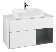 Тумба под раковину Villeroy & Boch Finion 100х50,1 см с подсветкой МДФ глянцевый белый лак/стекло белое матовое F371HGGF