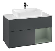 Тумба под раковину Villeroy & Boch Finion 100х50,1 см с подсветкой МДФ темно-синий матовый лак/стекло белое матовое F371GMHG