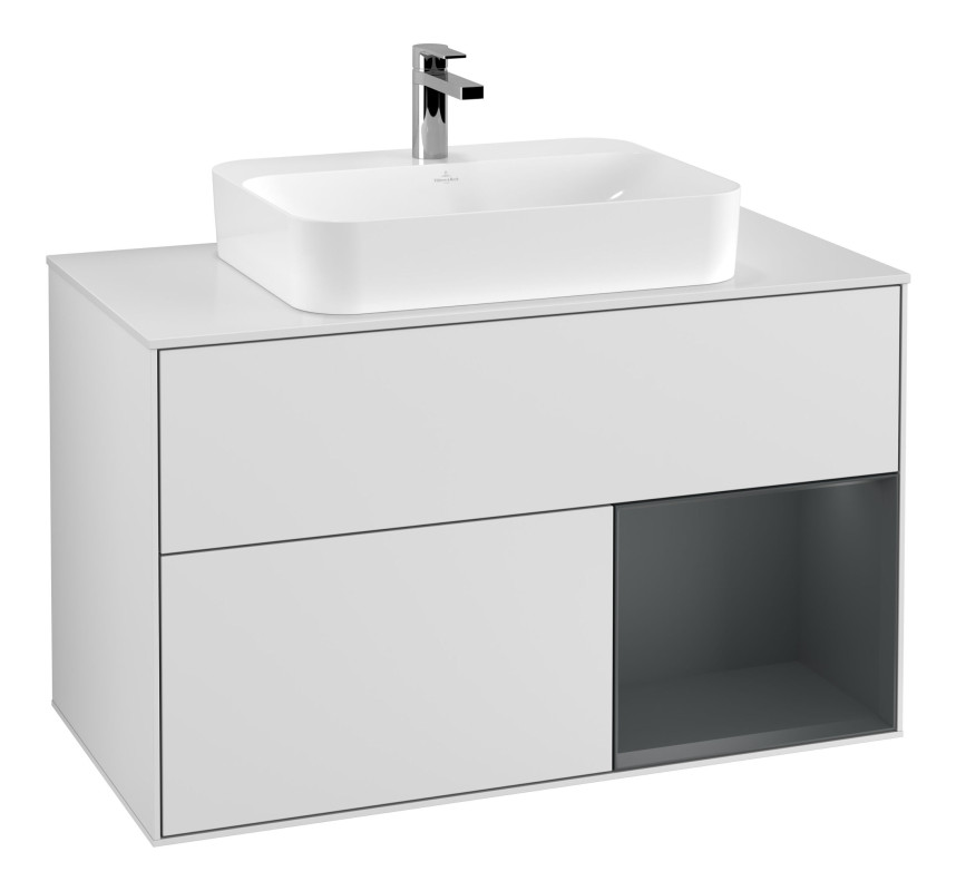 Тумба під раковину Villeroy & Boch Finion 100х50,1 см із підсвічуванням МДФ білий матовий лак/скло біле матове F371HGMT