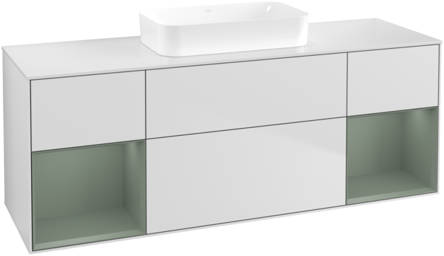 Тумба под раковину Villeroy & Boch Finion 160х50,1 см с подсветкой МДФ белый матовый лак/стекло белое матовое F741GMMT