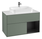 Тумба под раковину Villeroy & Boch Finion 100х50,1 см с подсветкой МДФ оливковый матовый лак/стекло белое матовое F371PDGM