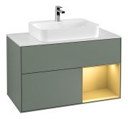 Тумба под раковину Villeroy & Boch Finion 100х50,1 см с подсветкой МДФ оливковый матовый лак/стекло белое матовое F371HFGM