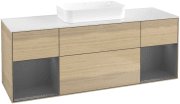 Тумба під раковину Villeroy & Boch Finion 160х50,1 см із підсвічуванням МДФ шпон дуба/скло біле матове F741GKPC
