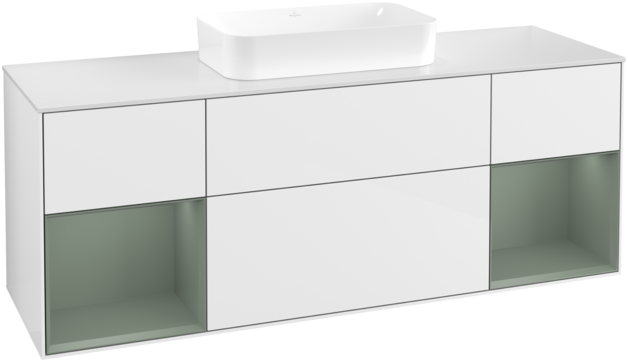 Тумба под раковину Villeroy & Boch Finion 160х50,1 см с подсветкой МДФ глянцевый белый лак/стекло белое матовое F741GMGF