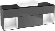 Тумба под раковину Villeroy & Boch Finion 160х50,1 см с подсветкой МДФ антрацит матовый лак/стекло черное матовое F742MTGK