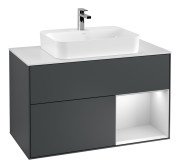 Тумба под раковину Villeroy & Boch Finion 100х50,1 см с подсветкой МДФ темно-синий матовый лак/стекло белое матовое F371MTHG