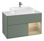 Тумба под раковину Villeroy & Boch Finion 100х50,1 см с подсветкой МДФ оливковый матовый лак/стекло белое матовое F371PCGM