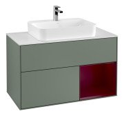 Тумба под раковину Villeroy & Boch Finion 100х50,1 см с подсветкой МДФ оливковый матовый лак/стекло белое матовое F371HBGM