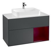 Тумба під раковину Villeroy & Boch Finion 100х50,1 см із підсвічуванням МДФ темно-синій матовий лак/скло біле матове F371HBHG