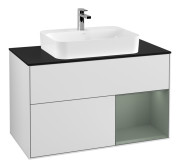 Тумба под раковину Villeroy & Boch Finion 100х50,1 см с подсветкой МДФ белый матовый лак/стекло черное матовое F372GMMT