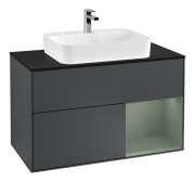 Тумба под раковину Villeroy & Boch Finion 100х50,1 см с подсветкой МДФ темно-синий матовый лак/стекло черное матовое F372GMHG