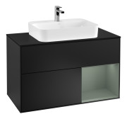 Тумба под раковину Villeroy & Boch Finion 100х50,1 см с подсветкой МДФ черный матовый лак/стекло черное матовое F372GMPD