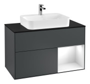 Тумба под раковину Villeroy & Boch Finion 100х50,1 см с подсветкой МДФ темно-синий матовый лак/стекло черное матовое F372GFHG