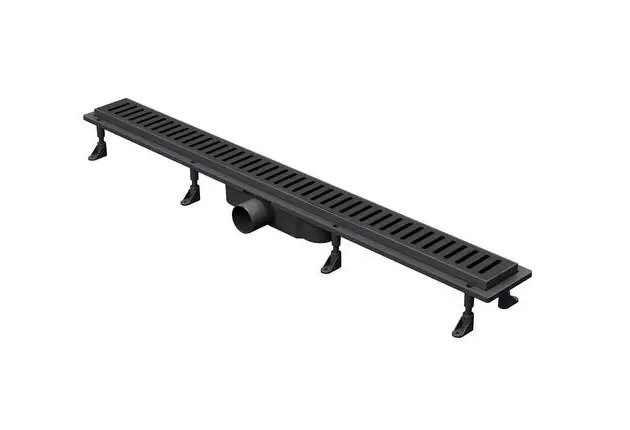 Жолоб водостічний Koller Pool Aqua 80 см з гратами Line ABS-пластик/нержавіюча сталь чорний AQLMB0800