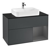 Тумба под раковину Villeroy & Boch Finion 100х50,1 см с подсветкой МДФ темно-синий матовый лак/стекло черное матовое F372GKHG