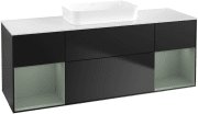 Тумба под раковину Villeroy & Boch Finion 160х50,1 см с подсветкой МДФ черный матовый лак/стекло белое матовое F741GMPD